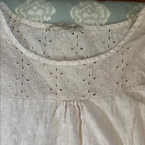 Francesca Bettini linen pink Eyelet Blouse size L - Picture 2 of 7